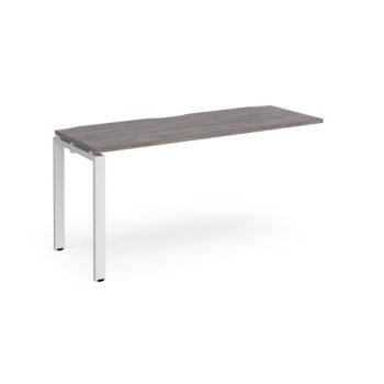 Adapt add on unit single 1600mm x 600mm - white frame Grey Oak Top - E166-AB-WH-GO