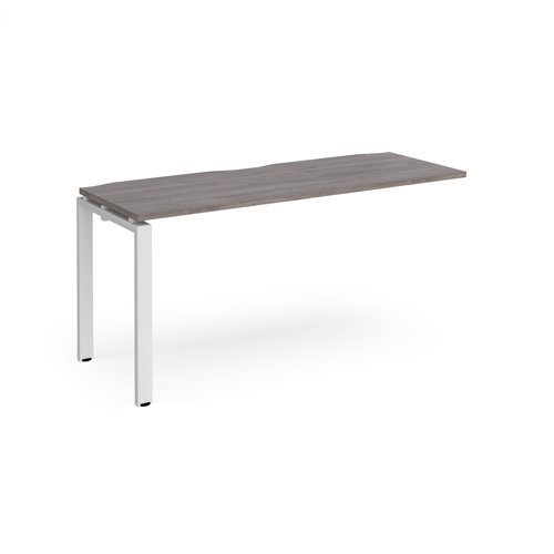 Adapt add on unit single 1600mm x 600mm - white frame Grey Oak Top - E166-AB-WH-GO