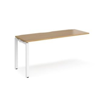 Adapt add on unit single 1600mm x 600mm - white frame Oak Top - E166-AB-WH-O