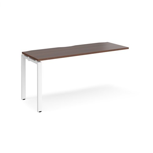 Adapt add on unit single 1600mm x 600mm - white frame Walnut top - E166-AB-WH-W