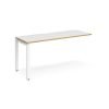 Adapt add on unit single 1600mm x 600mm - white frame White Top with oak edging - E166-AB-WH-WO