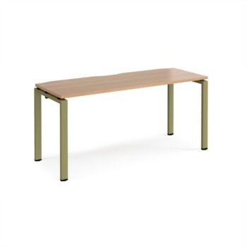 Adapt single desk 1600mm x 600mm - green frame Beech top - E166-GN-B