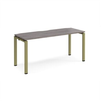 Adapt single desk 1600mm x 600mm - green frame Grey Oak Top - E166-GN-GO
