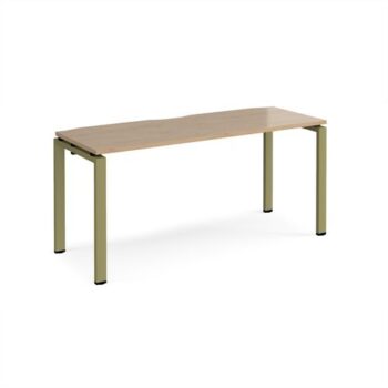 Adapt single desk 1600mm x 600mm - green frame Kendal Oak Top - E166-GN-KO