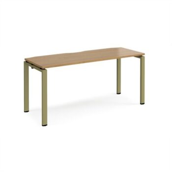Adapt single desk 1600mm x 600mm - green frame Oak Top - E166-GN-O