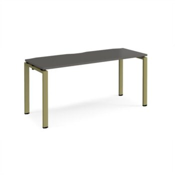 Adapt single desk 1600mm x 600mm - green frame storm grey top - E166-GN-OG