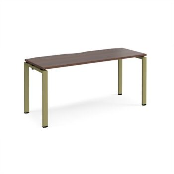 Adapt single desk 1600mm x 600mm - green frame Walnut top - E166-GN-W