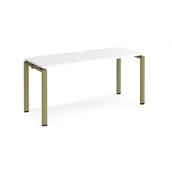 Adapt single desk 1600mm x 600mm - green frame White Top - E166-GN-WH