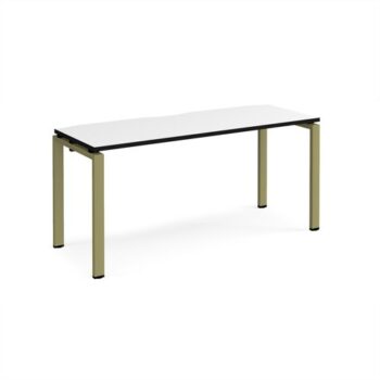Adapt single desk 1600mm x 600mm - green frame White Top black edge - E166-GN-WK