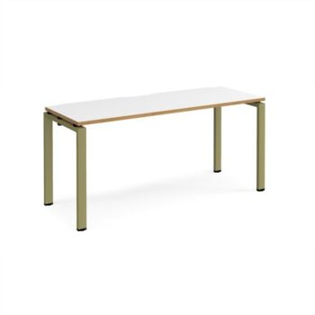 Adapt single desk 1600mm x 600mm - green frame White Top oak edge - E166-GN-WO