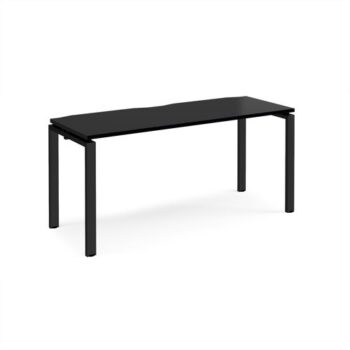 Adapt single desk 1600mm x 600mm - black frame black top - E166-K-BK