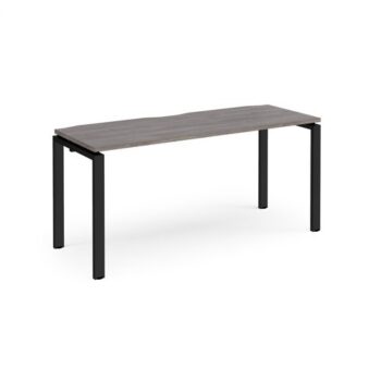 Adapt single desk 1600mm x 600mm - black frame Grey Oak Top - E166-K-GO