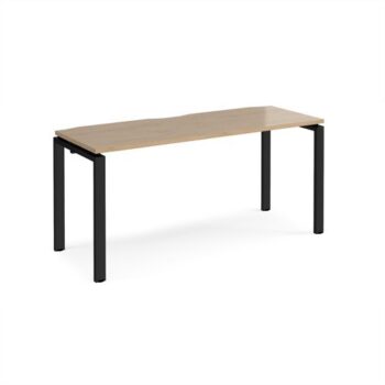 Adapt single desk 1600mm x 600mm - black frame Kendal Oak Top - E166-K-KO