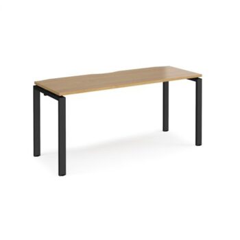 Adapt single desk 1600mm x 600mm - black frame Oak Top - E166-K-O