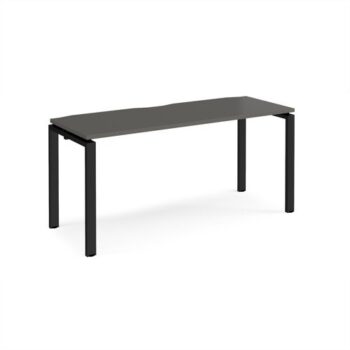 Adapt single desk 1600mm x 600mm - black frame storm grey top - E166-K-OG