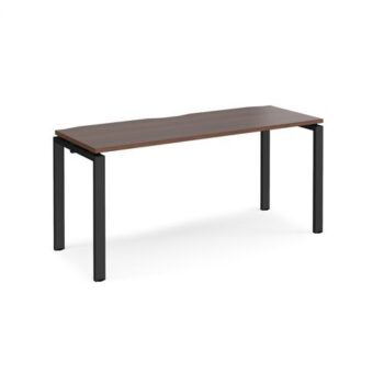 Adapt single desk 1600mm x 600mm - black frame Walnut top - E166-K-W