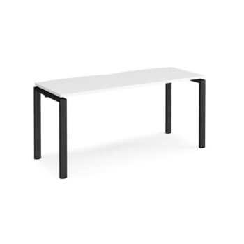 Adapt single desk 1600mm x 600mm - black frame White Top - E166-K-WH
