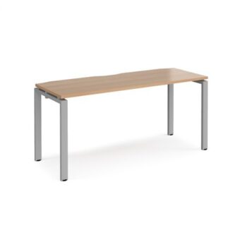 Adapt single desk 1600mm x 600mm - silver frame Beech top - E166-S-B