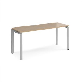 Adapt single desk 1600mm x 600mm - silver frame Kendal Oak Top - E166-S-KO