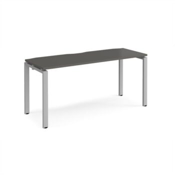 Adapt single desk 1600mm x 600mm - silver frame storm grey top - E166-S-OG
