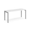 Adapt single desk 1600mm x 600mm - silver frame White Top - E166-S-WH