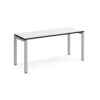 Adapt single desk 1600mm x 600mm - silver frame White Top black edge - E166-S-WK