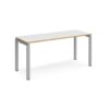 Adapt single desk 1600mm x 600mm - silver frame White Top with oak edging - E166-S-WO