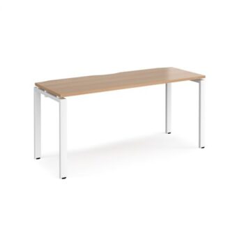 Adapt single desk 1600mm x 600mm - white frame Beech top - E166-WH-B