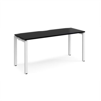 Adapt single desk 1600mm x 600mm - white frame black top - E166-WH-BK