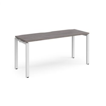 Adapt single desk 1600mm x 600mm - white frame Grey Oak Top - E166-WH-GO