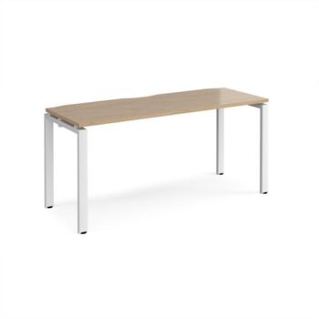 Adapt single desk 1600mm x 600mm - white frame Kendal Oak Top - E166-WH-KO