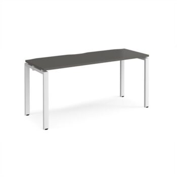 Adapt single desk 1600mm x 600mm - white frame storm grey top - E166-WH-OG