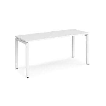 Adapt single desk 1600mm x 600mm - white frame White Top - E166-WH-WH