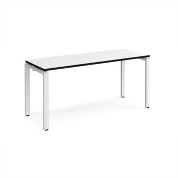 Adapt single desk 1600mm x 600mm - white frame White Top black edge - E166-WH-WK