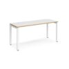 Adapt single desk 1600mm x 600mm - white frame White Top with oak edging - E166-WH-WO