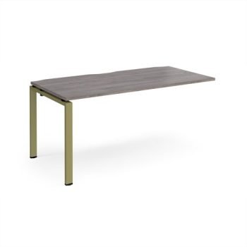 Adapt add on unit single 1600mm x 800mm - green frame Grey Oak Top - E168-AB-GN-GO