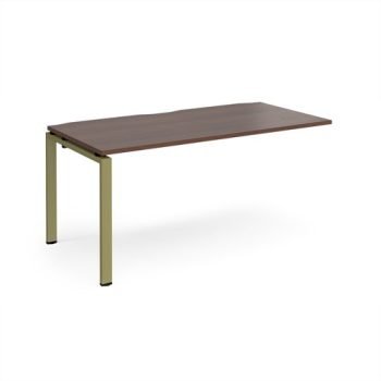 Adapt add on unit single 1600mm x 800mm - green frame Walnut top - E168-AB-GN-W