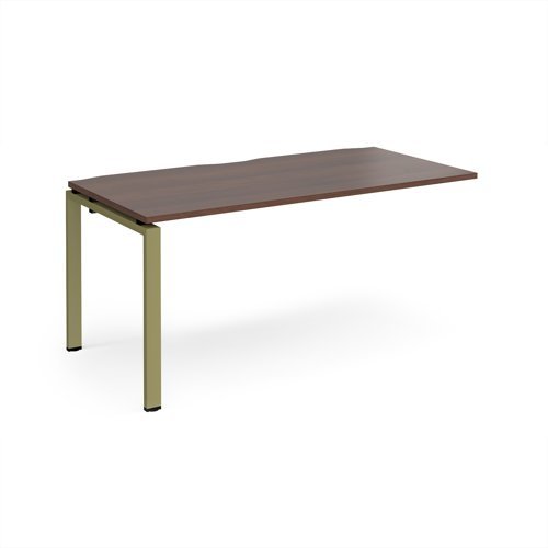 Adapt add on unit single 1600mm x 800mm - green frame Walnut top - E168-AB-GN-W