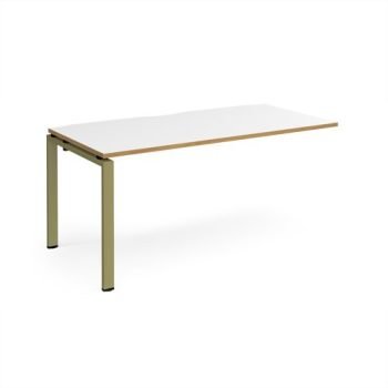 Adapt add on unit single 1600mm x 800mm - green frame White Top oak edge - E168-AB-GN-WO