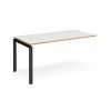 Adapt add on unit single 1600mm x 800mm - black frame White Top with oak edging - E168-AB-K-WO