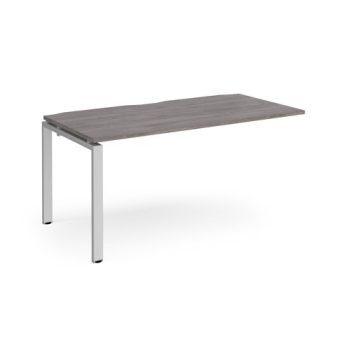 Adapt add on unit single 1600mm x 800mm - silver frame Grey Oak Top - E168-AB-S-GO