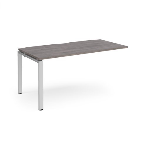 Adapt add on unit single 1600mm x 800mm - silver frame Grey Oak Top - E168-AB-S-GO