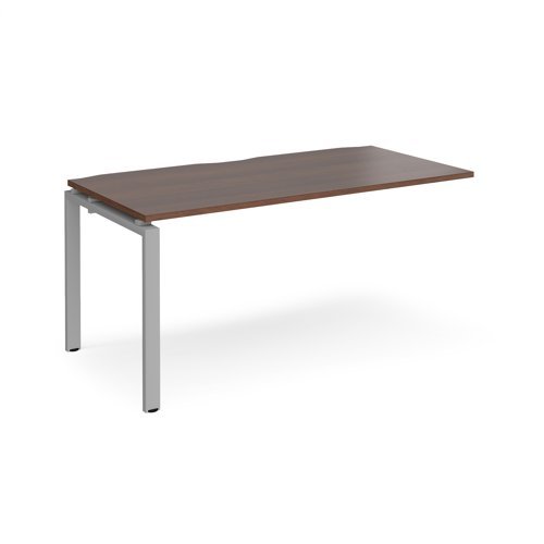 Adapt add on unit single 1600mm x 800mm - silver frame Walnut top - E168-AB-S-W