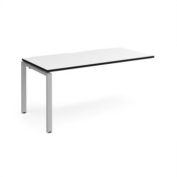 Adapt add on unit single 1600mm x 800mm - silver frame White Top black edge - E168-AB-S-WK