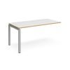 Adapt add on unit single 1600mm x 800mm - silver frame White Top with oak edging - E168-AB-S-WO