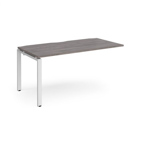 Adapt add on unit single 1600mm x 800mm - white frame Grey Oak Top - E168-AB-WH-GO