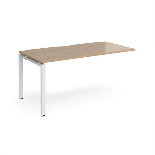 Adapt add on unit single 1600mm x 800mm - white frame Kendal Oak Top - E168-AB-WH-KO
