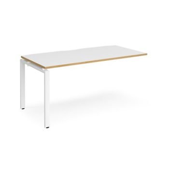 Adapt add on unit single 1600mm x 800mm - white frame White Top with oak edging - E168-AB-WH-WO