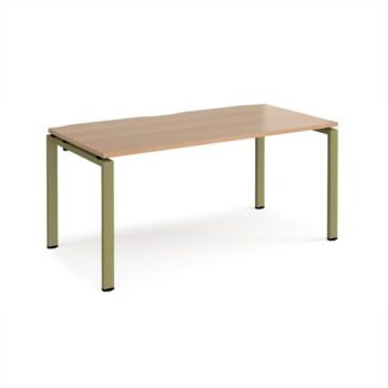 Adapt single desk 1600mm x 800mm - green frame Beech top - E168-GN-B
