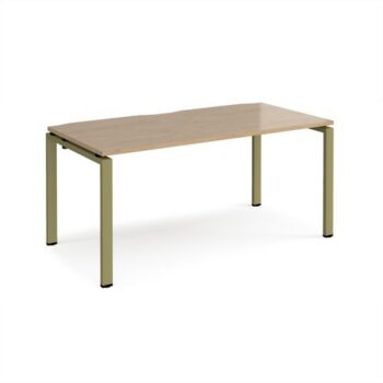 Adapt single desk 1600mm x 800mm - green frame Kendal Oak Top - E168-GN-KO